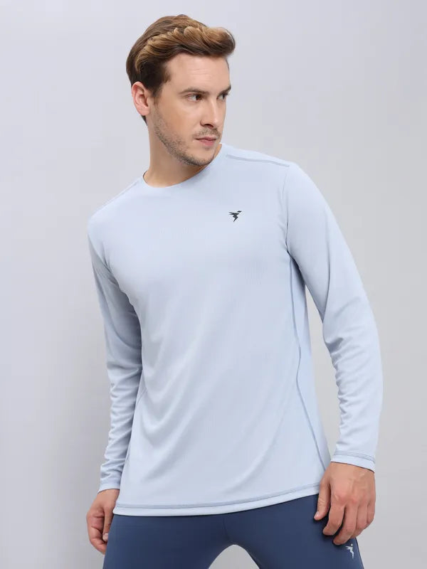 Men Solid Slim Fit Crew Neck T-shirt with TECHNO COOL+