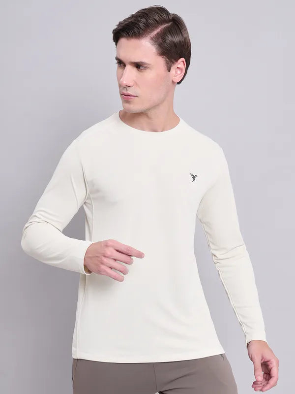 Men Solid Slim Fit Crew Neck T-shirt with TECHNO COOL+