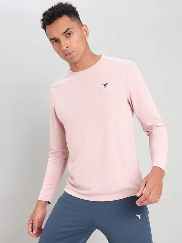 Men Solid Slim Fit Crew Neck T-shirt with TECHNO COOL+