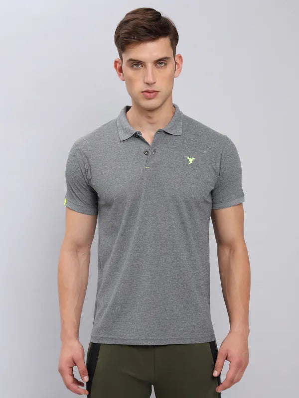 Men Solid Slim Fit Polo T-shirt with MATPIQ