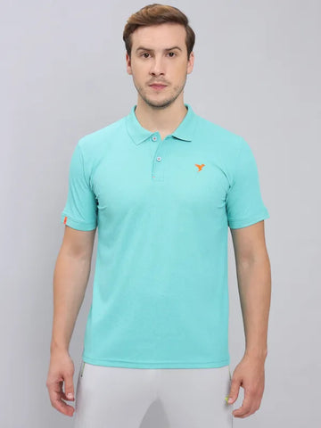 Men Solid Slim Fit Polo T-shirt with MATPIQ