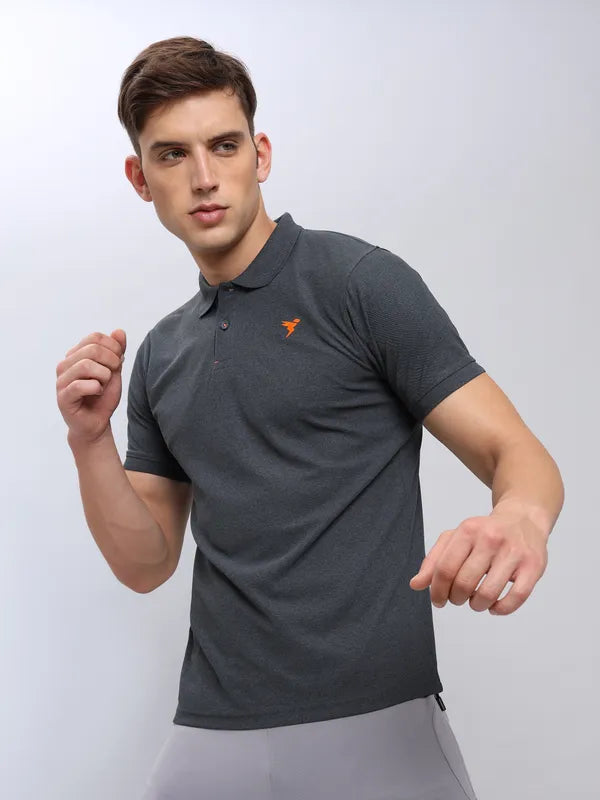Men Solid Slim Fit Polo T-shirt with MATPIQ