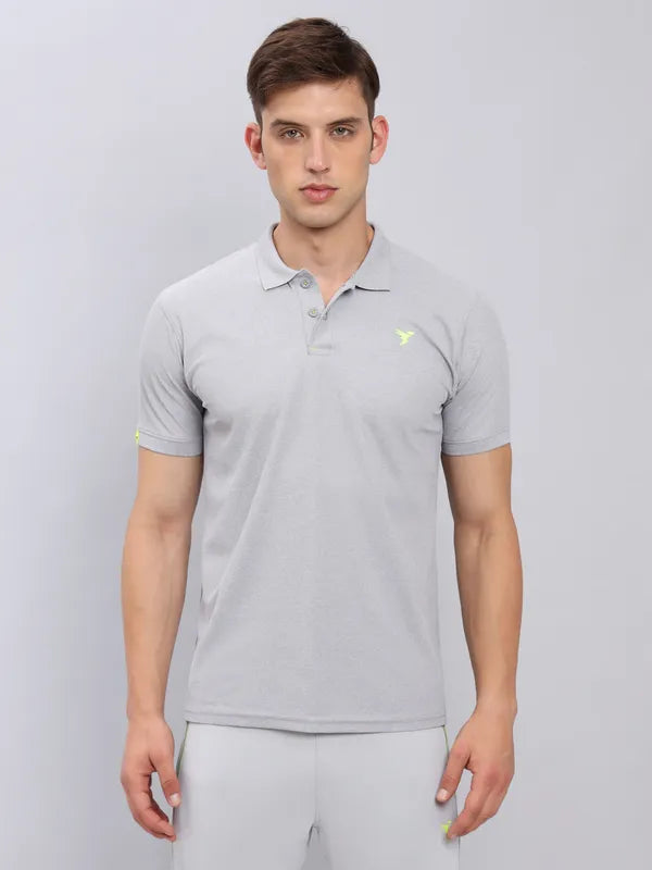 Men Solid Slim Fit Polo T-shirt with MATPIQ