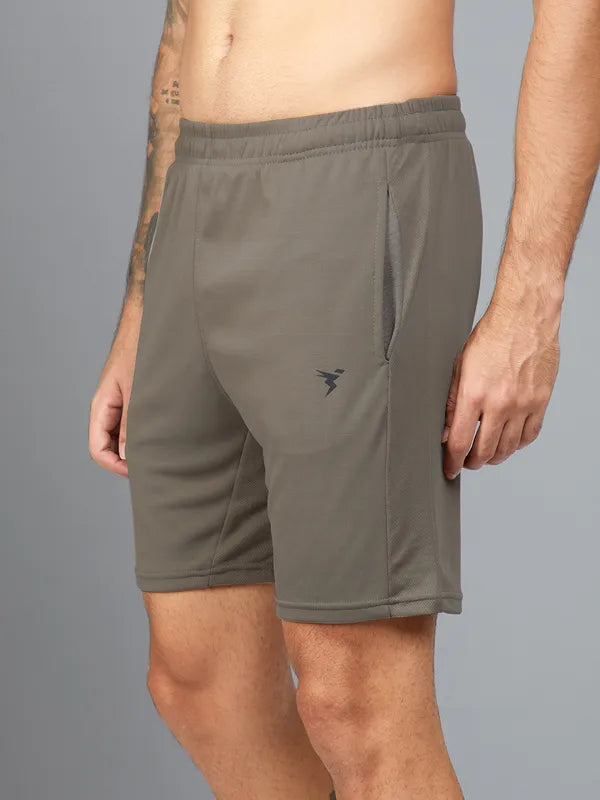 Men Solid Slim Fit Shorts with TECHNO DRY