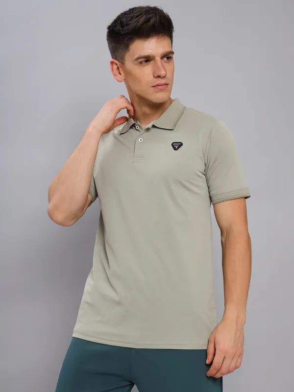 Men Solid Slim Fit Polo T-shirt with ELASTO PLUS
