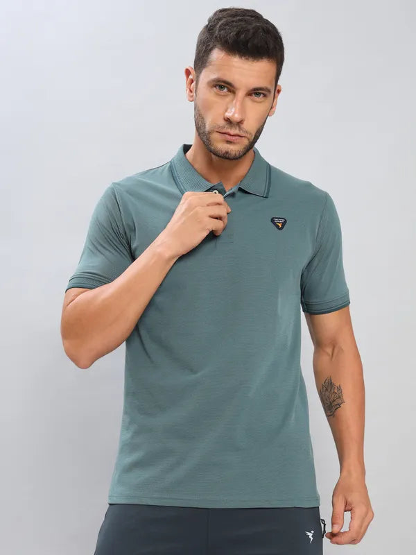Men Solid Slim Fit Polo T-shirt with ELASTO PLUS