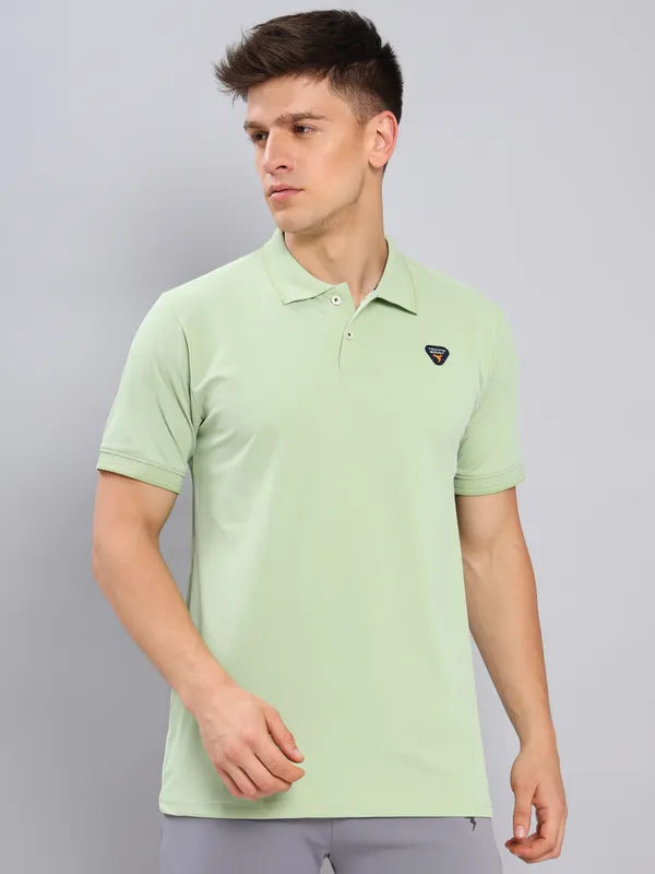 Men Solid Slim Fit Polo T-shirt with ELASTO PLUS