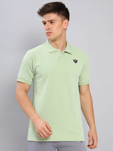 Men Solid Slim Fit Polo T-shirt with ELASTO PLUS