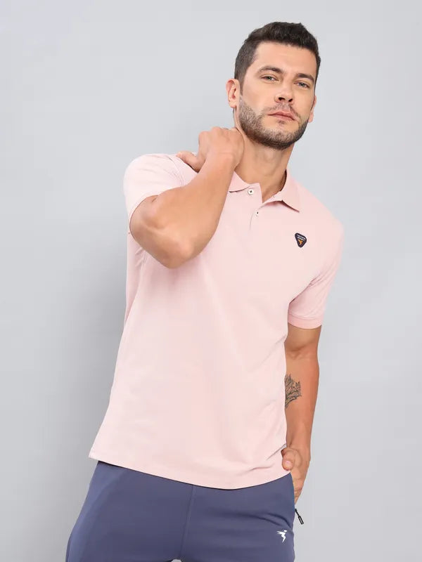 Men Solid Slim Fit Polo T-shirt with ELASTO PLUS