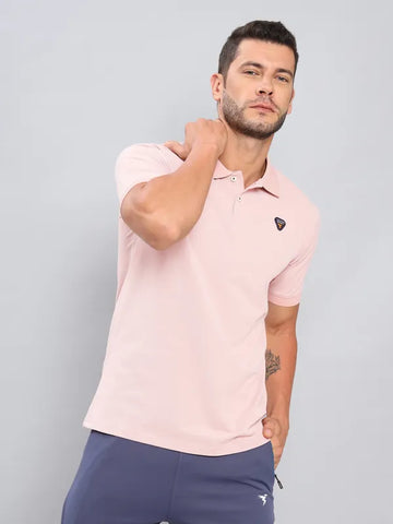 Men Solid Slim Fit Polo T-shirt with ELASTO PLUS