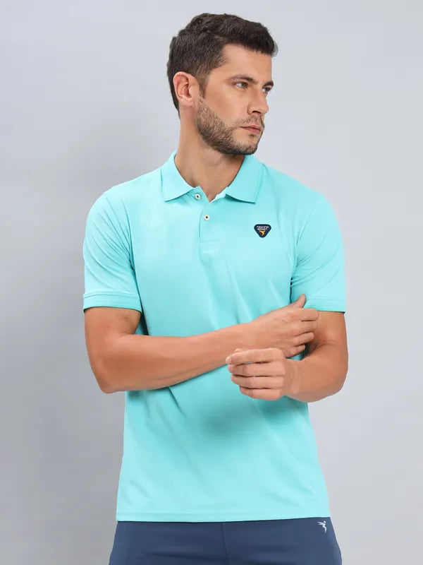 Men Solid Slim Fit Polo T-shirt with ELASTO PLUS