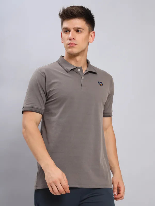 Men Solid Slim Fit Polo T-shirt with ELASTO PLUS