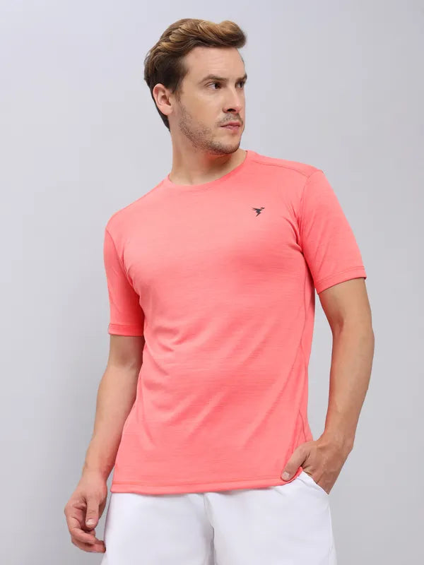 Men Solid Slim Fit Crew Neck T-shirt with DOUBLE COOL