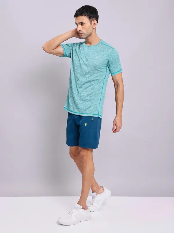 Men Solid Slim Fit Crew Neck T-shirt with DOUBLE COOL