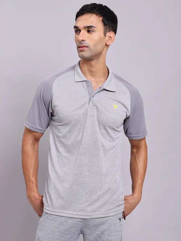 Men Melange Slim Fit Polo T-shirt with DOUBLE COOL