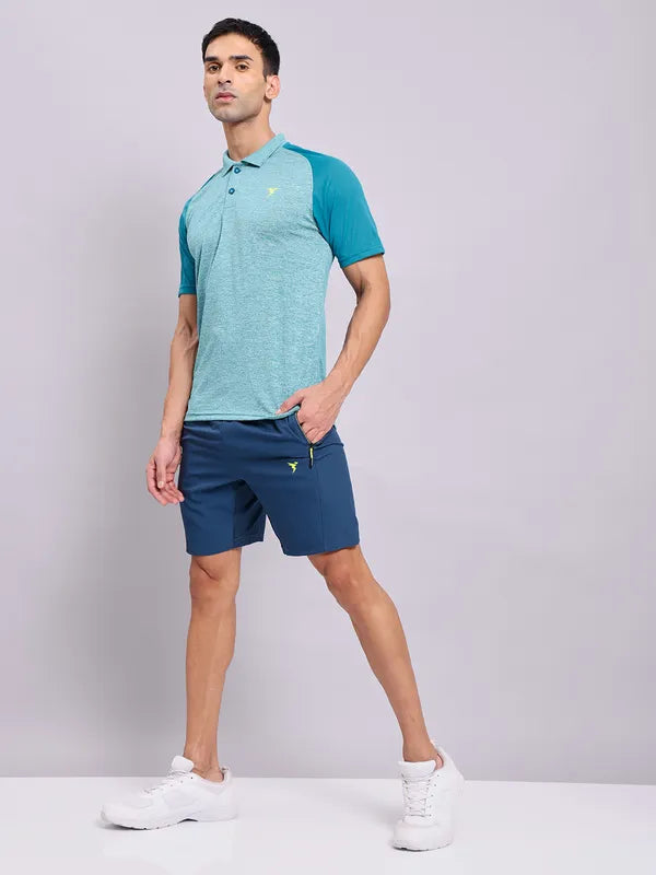 Men Melange Slim Fit Polo T-shirt with DOUBLE COOL