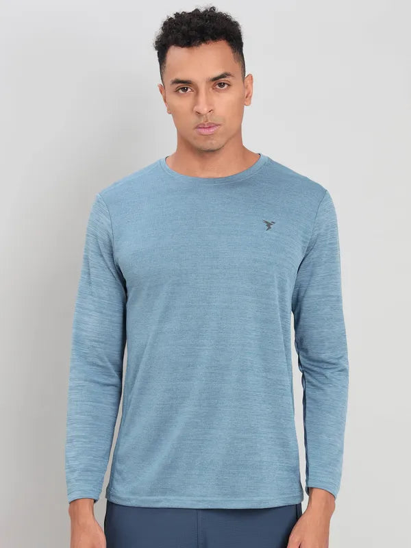 Men Melange Slim Fit Crew Neck T-shirt with DOUBLE COOL