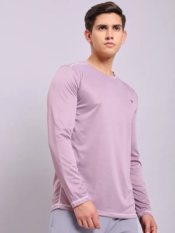 Men Melange Slim Fit Crew Neck T-shirt with DOUBLE COOL