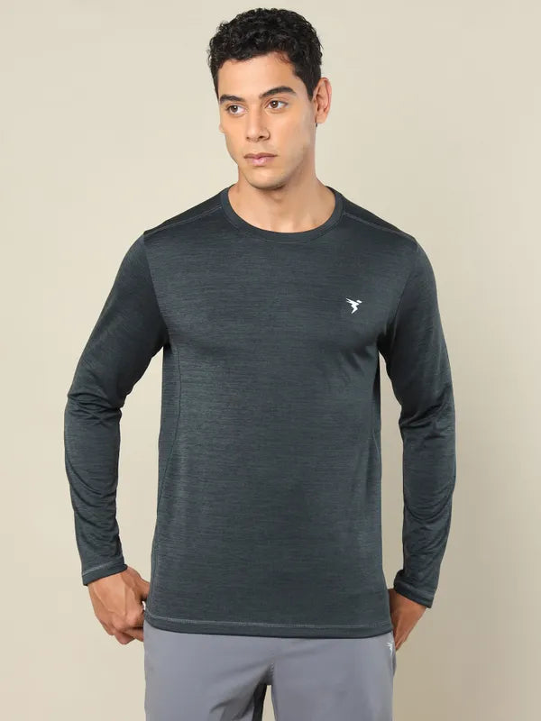 Men Melange Slim Fit Crew Neck T-shirt with DOUBLE COOL