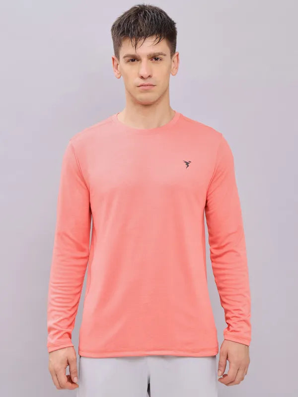 Men Melange Slim Fit Crew Neck T-shirt with DOUBLE COOL