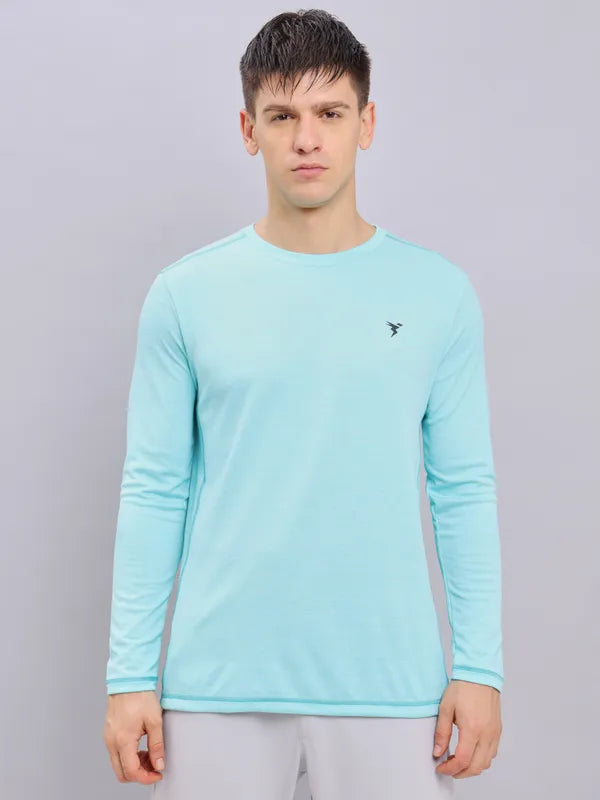 Men Melange Slim Fit Crew Neck T-shirt with DOUBLE COOL
