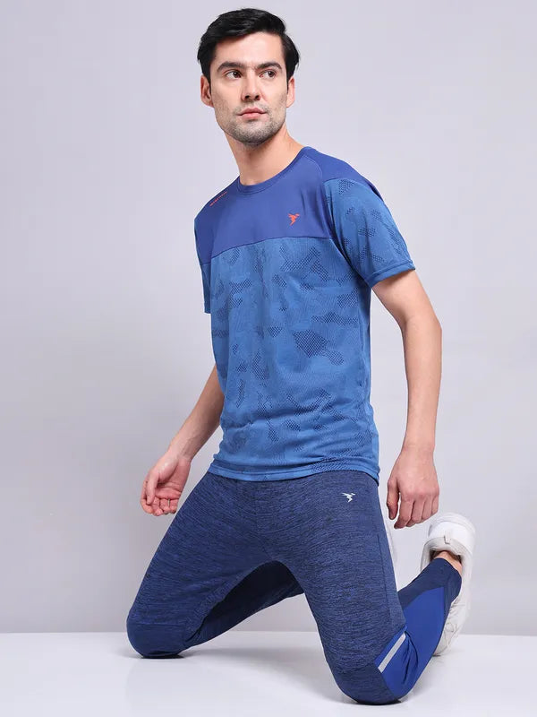 Men Jacquard Slim Fit Crew Neck T-shirt with VENTMESH
