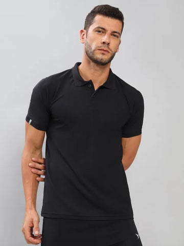 Men Solid Slim Fit Polo T-shirt with MATPIQ
