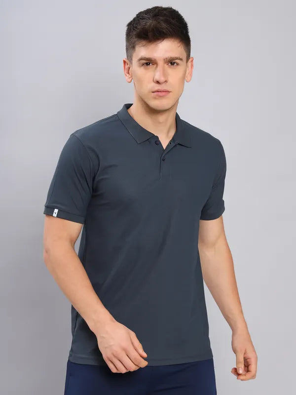 Men Solid Slim Fit Polo T-shirt with MATPIQ