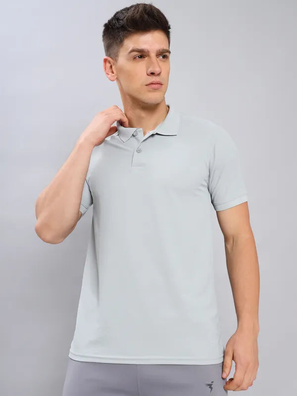 Men Solid Slim Fit Polo T-shirt with MATPIQ