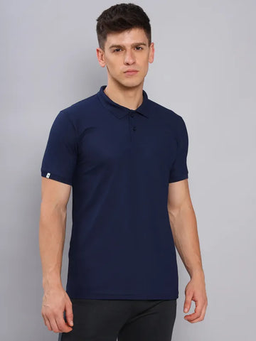 Men Solid Slim Fit Polo T-shirt with MATPIQ