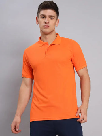 Men Solid Slim Fit Polo T-shirt with MATPIQ