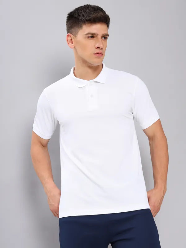 Men Solid Slim Fit Polo T-shirt with MATPIQ