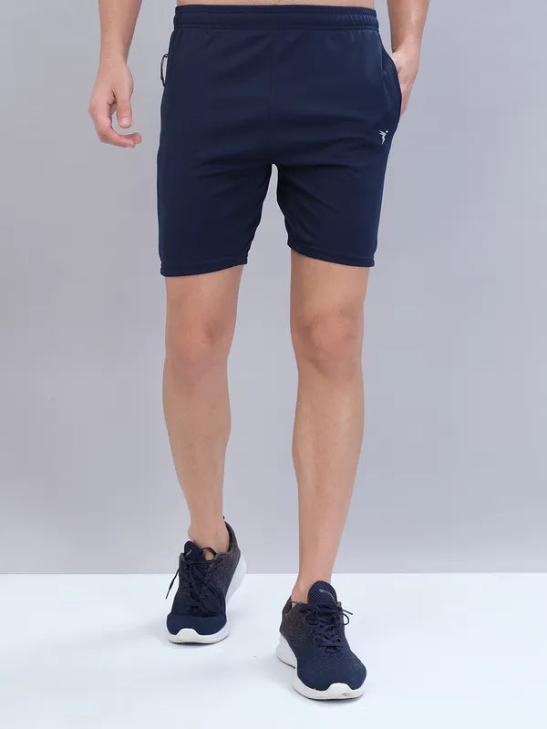 Men Solid Slim Fit Shorts with TECHNO DRY