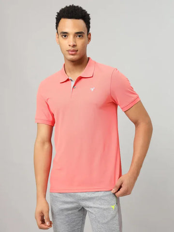 Men Solid Slim Fit Polo T-shirt with MATPIQ
