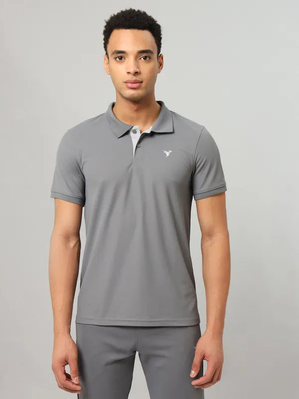 Men Solid Slim Fit Polo T-shirt with MATPIQ