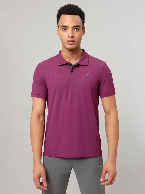 Men Solid Slim Fit Polo T-shirt with MATPIQ