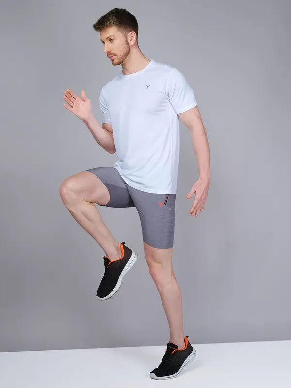 Men White Textured Relax Fit Shorts
