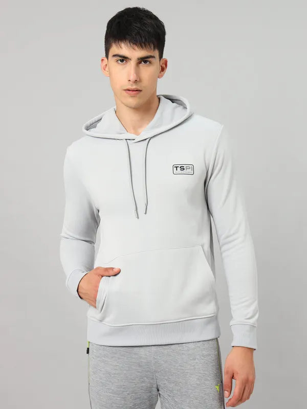 Men Solid Slim Fit Hooded Sweatshirt  with TECHNO DRY