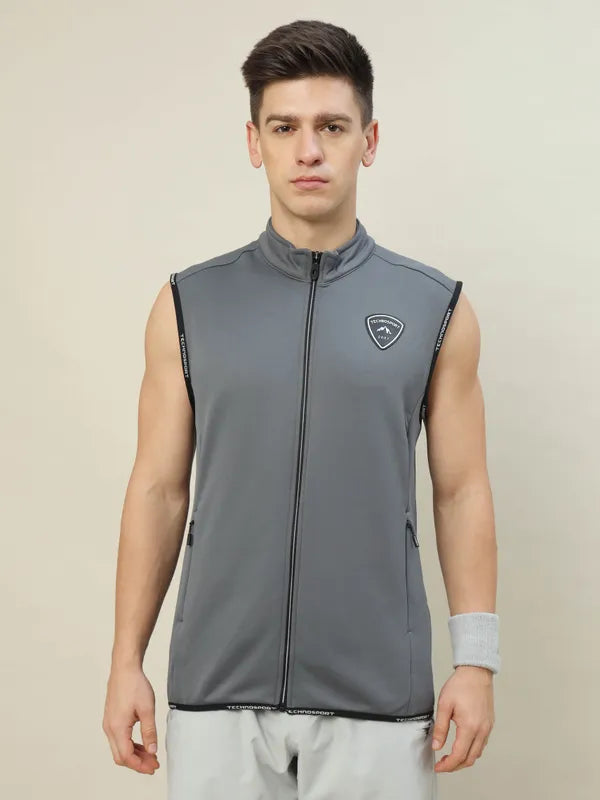 Men Solid Slim Fit Mock Neck Jacket with TECHNOLITE