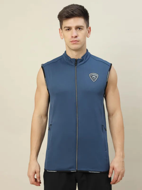 Men Solid Slim Fit Mock Neck Jacket with TECHNOLITE