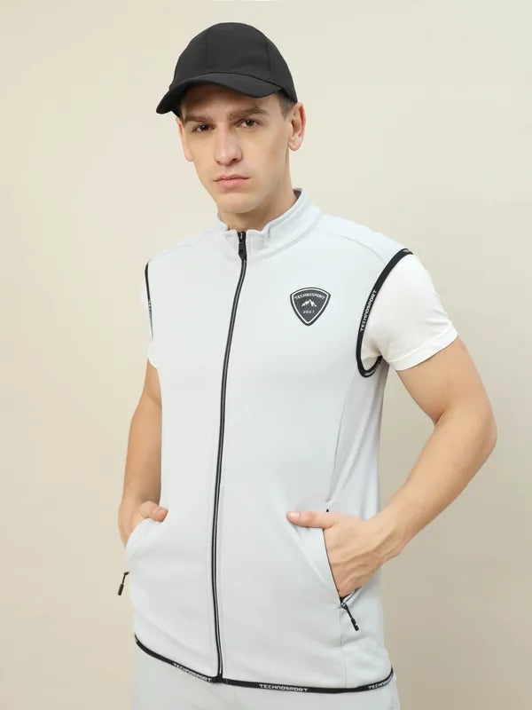Men Solid Slim Fit Mock Neck Jacket with TECHNOLITE