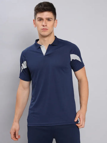 Men Colorblock Slim Fit Polo T-shirt with TECHNO COOL+