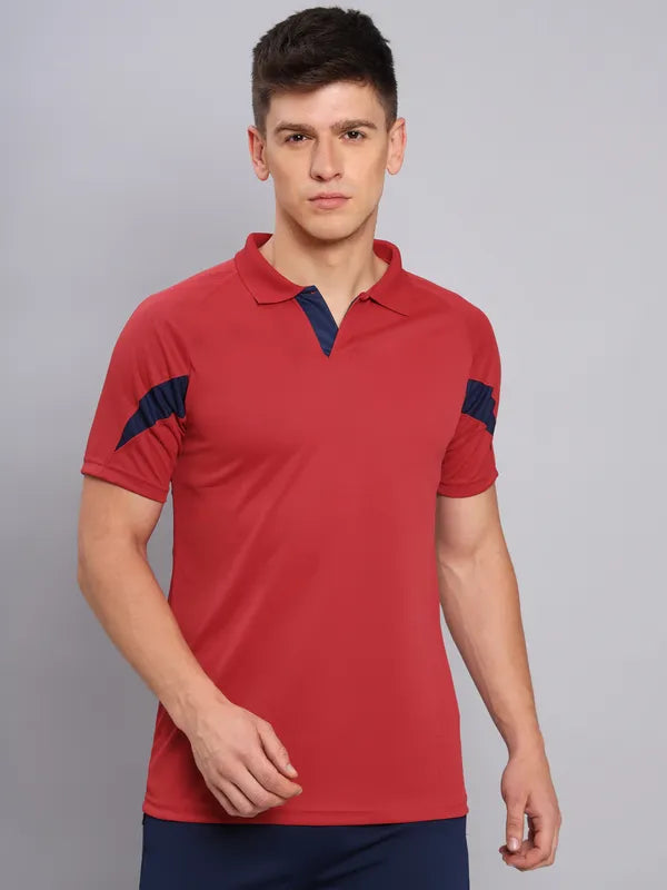 Men Colorblock Slim Fit Polo T-shirt with TECHNO COOL+