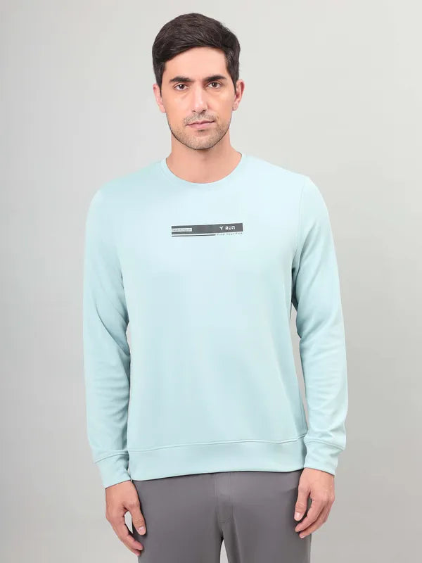 Men Printed Slim Fit Crew Neck Sweatshirt with ELASTO PLUS