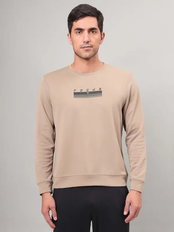 Men Printed Slim Fit Crew Neck Sweatshirt with ELASTO PLUS