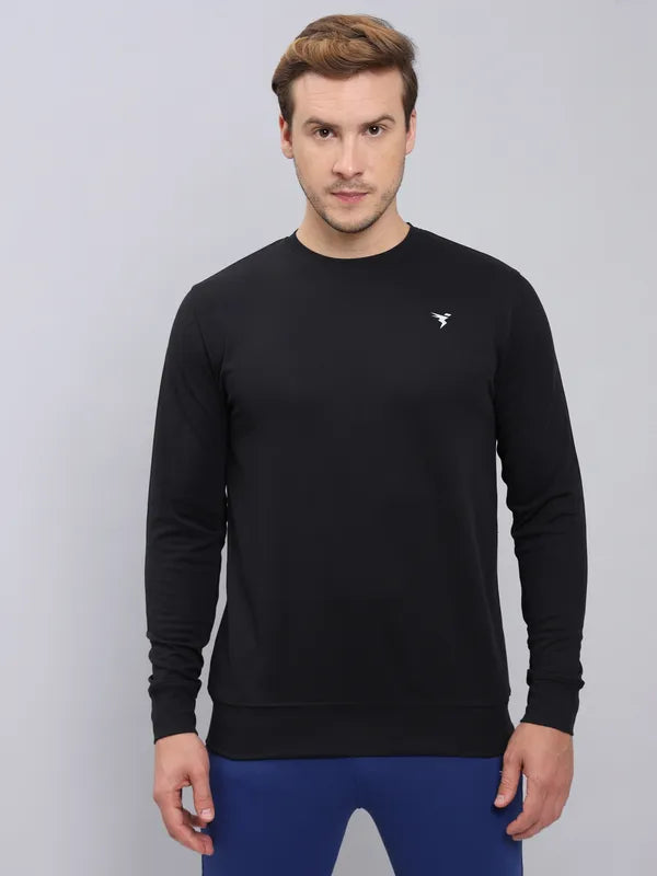 Men Solid Slim Fit Crew Neck T-shirt with ELASTO PLUS