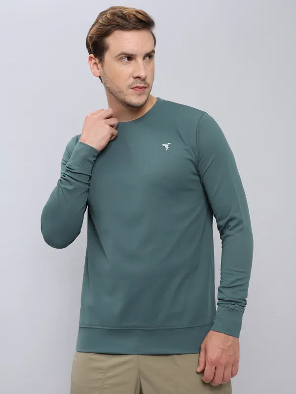 Men Solid Slim Fit Crew Neck T-shirt with ELASTO PLUS