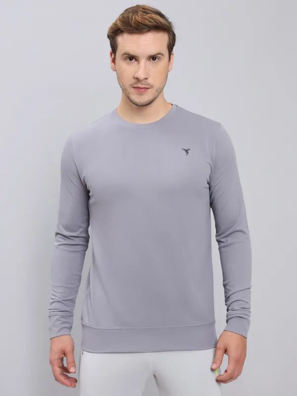 Men Solid Slim Fit Crew Neck T-shirt with ELASTO PLUS