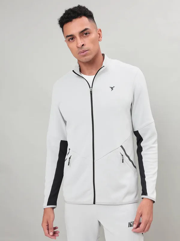 Men Solid Slim Fit Mock Neck Jacket with ELASTO PLUS