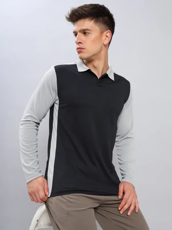 Men Colorblock Slim Fit Polo T-shirt with TECHNO COOL+